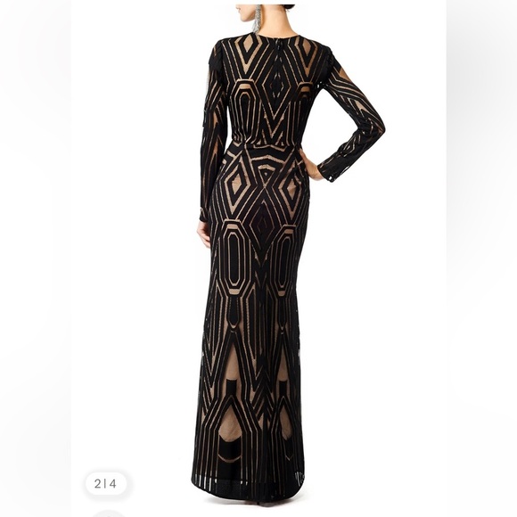 BCBGMAXAZRIA Chakra long sleeve gown sz 4 - Picture 2 of 16